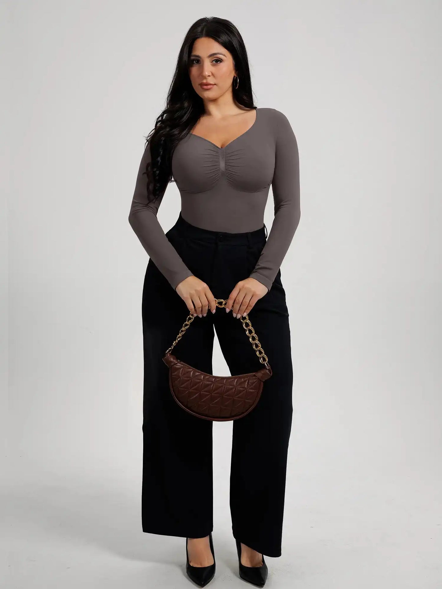 Seamless Long Sleeve Tummy Control Thong Bodysuit