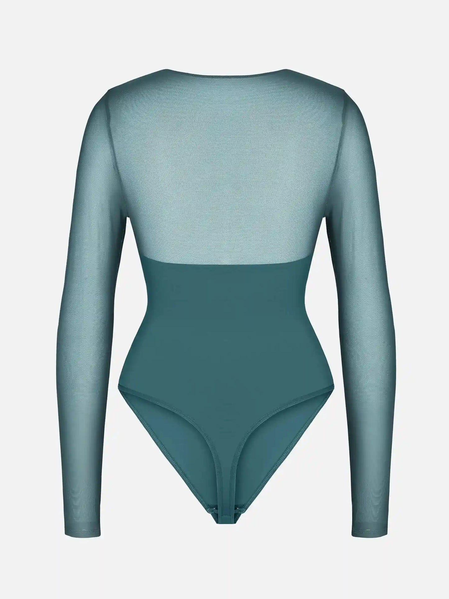 Mesh Panel V-Neck Bodysuit
