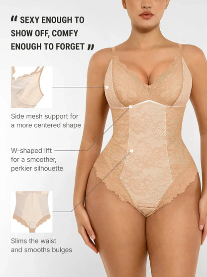Lace V-Neck Breathable Bodysuit