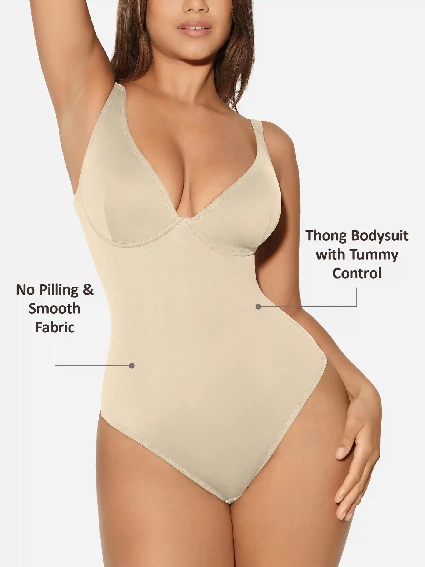 V-Neck Tummy Control Sculpt Bodysuit