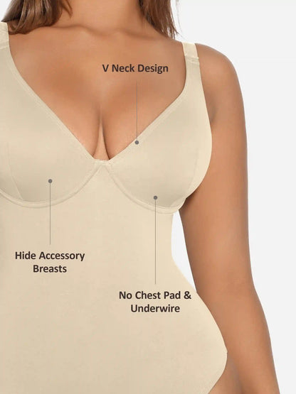 V-Neck Tummy Control Sculpt Bodysuit