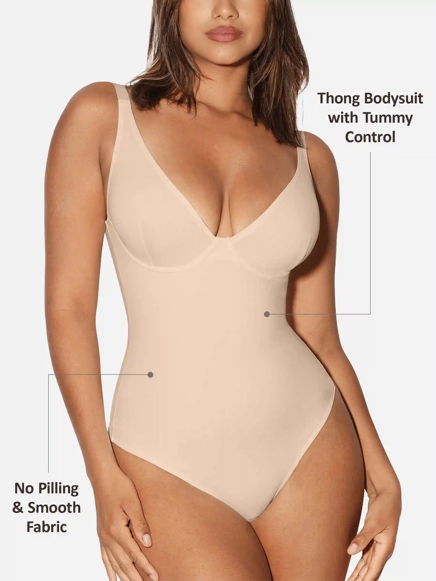 V-Neck Tummy Control Sculpt Bodysuit