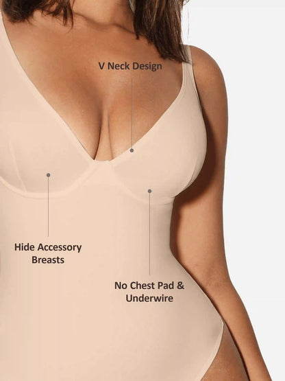 V-Neck Tummy Control Sculpt Bodysuit