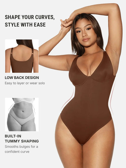 V-Neck Tummy Control Sculpt Bodysuit