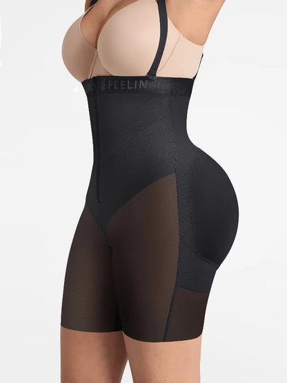 Wide V-neck Belt High-Waist Shaping Shorts