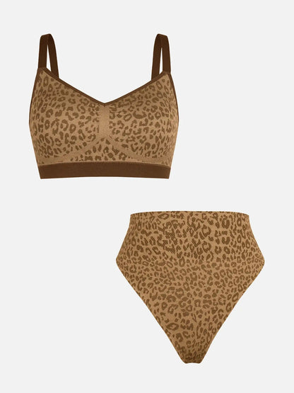 Leopard Print Wireless Bra & Panty