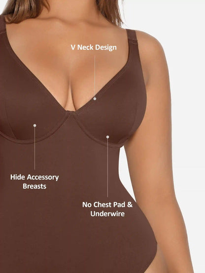 V-Neck Tummy Control Sculpt Bodysuit