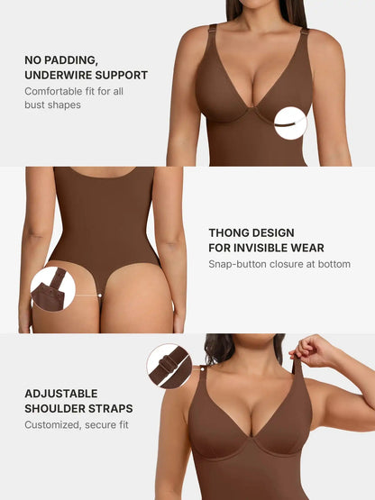 V-Neck Tummy Control Sculpt Bodysuit