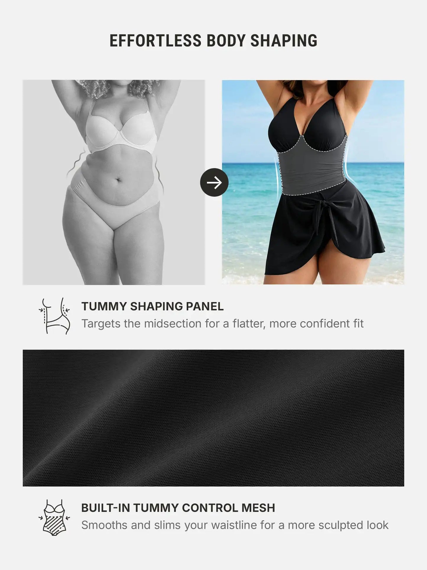 Tummy Control Removable Pads Swimsuit