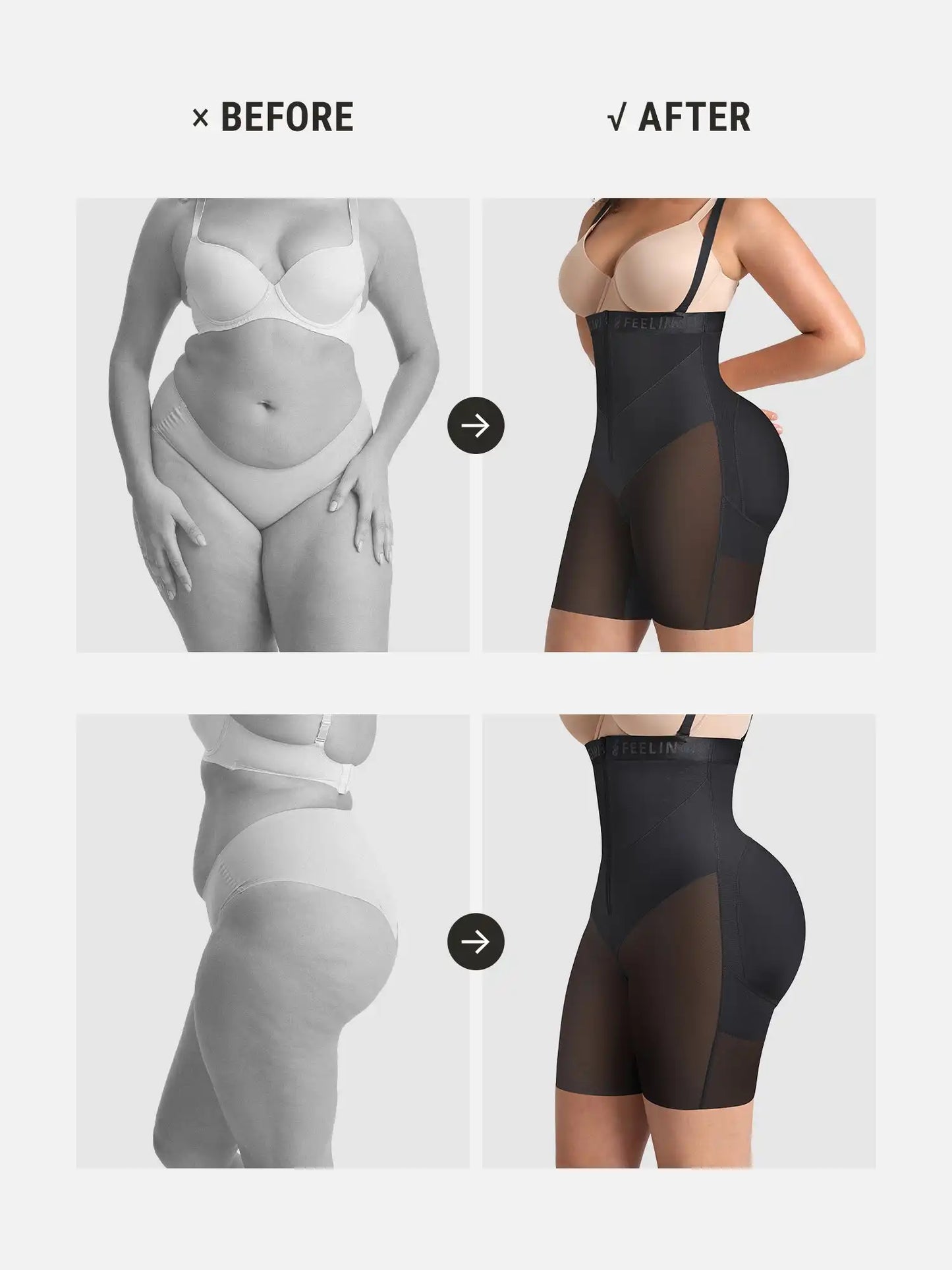 Wide V-neck Belt High-Waist Shaping Shorts