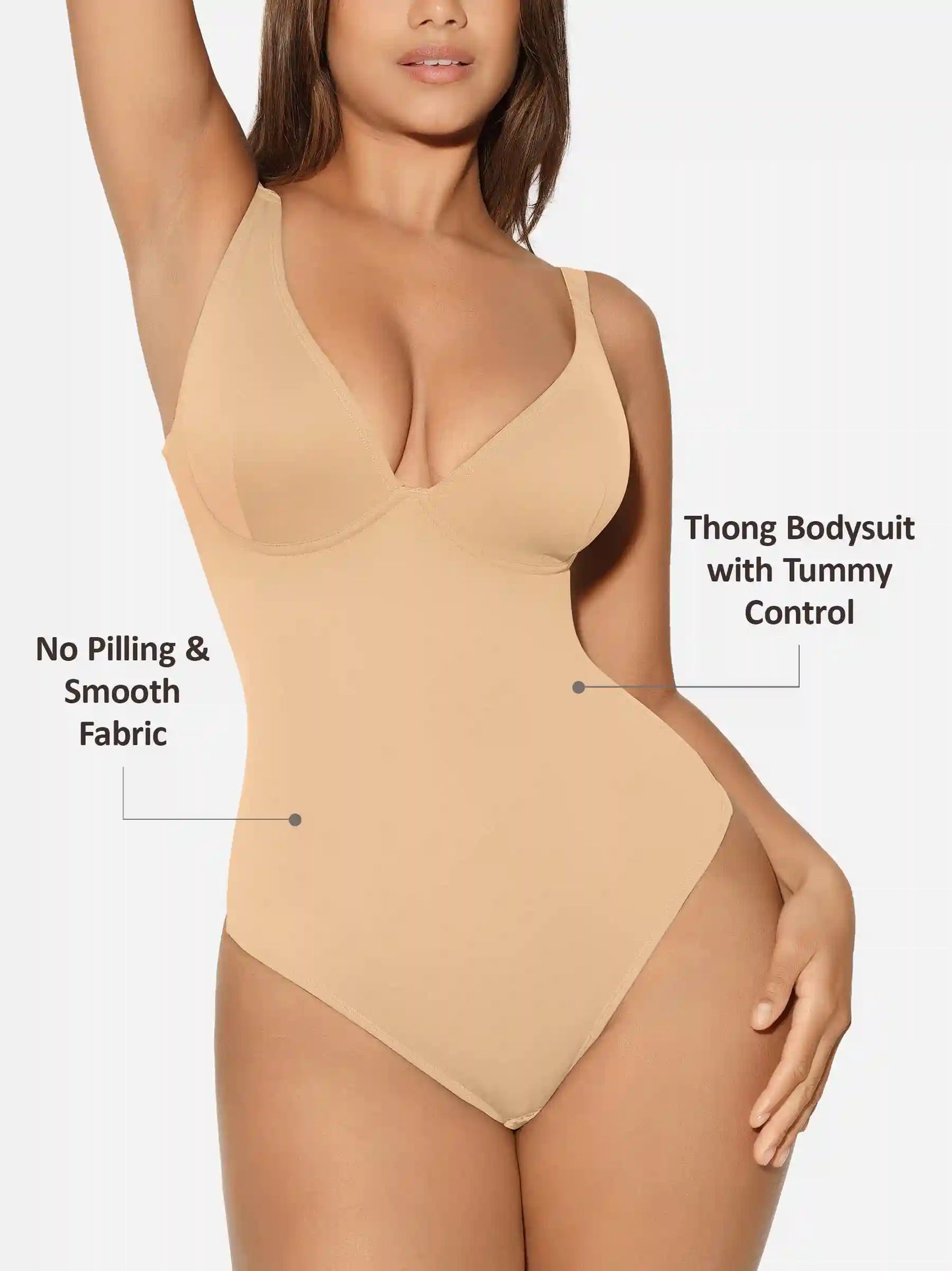 V-Neck Tummy Control Sculpt Bodysuit
