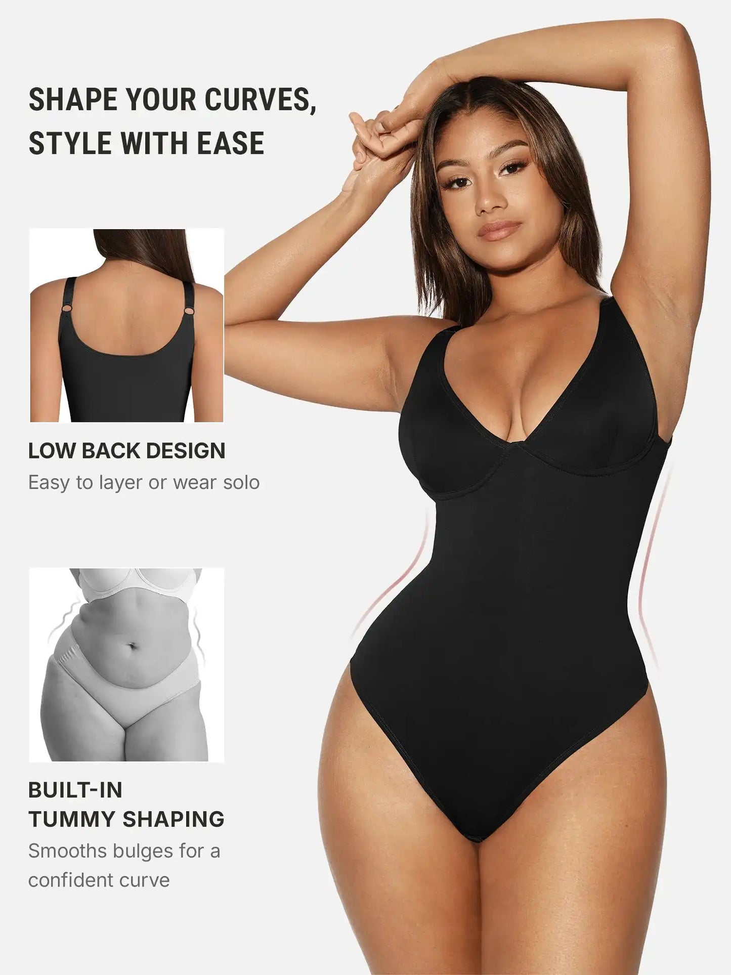 V-Neck Tummy Control Sculpt Bodysuit