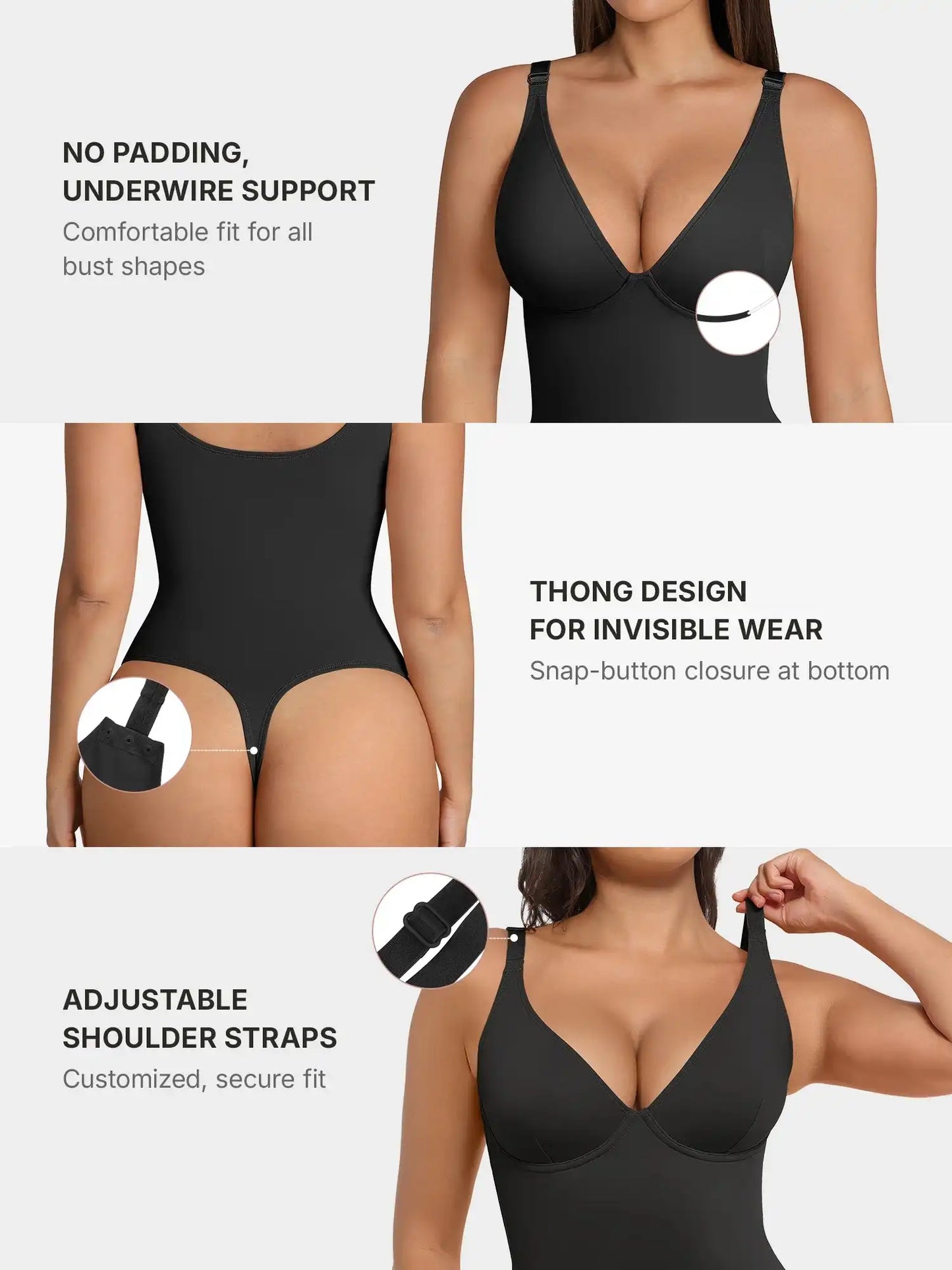 V-Neck Tummy Control Sculpt Bodysuit