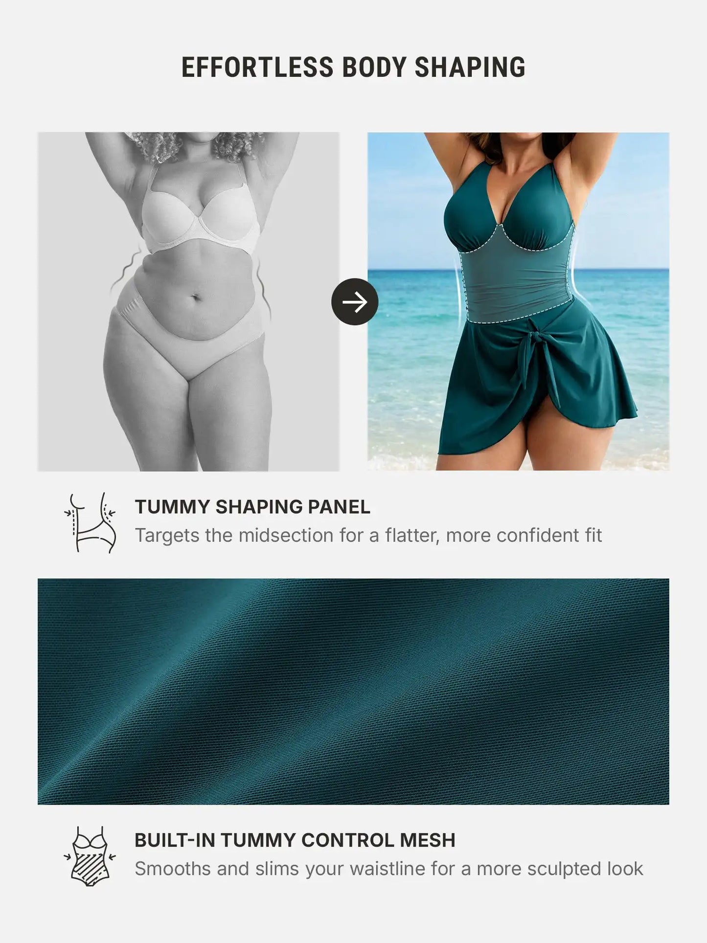 Tummy Control Removable Pads Swimsuit