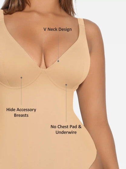 V-Neck Tummy Control Sculpt Bodysuit