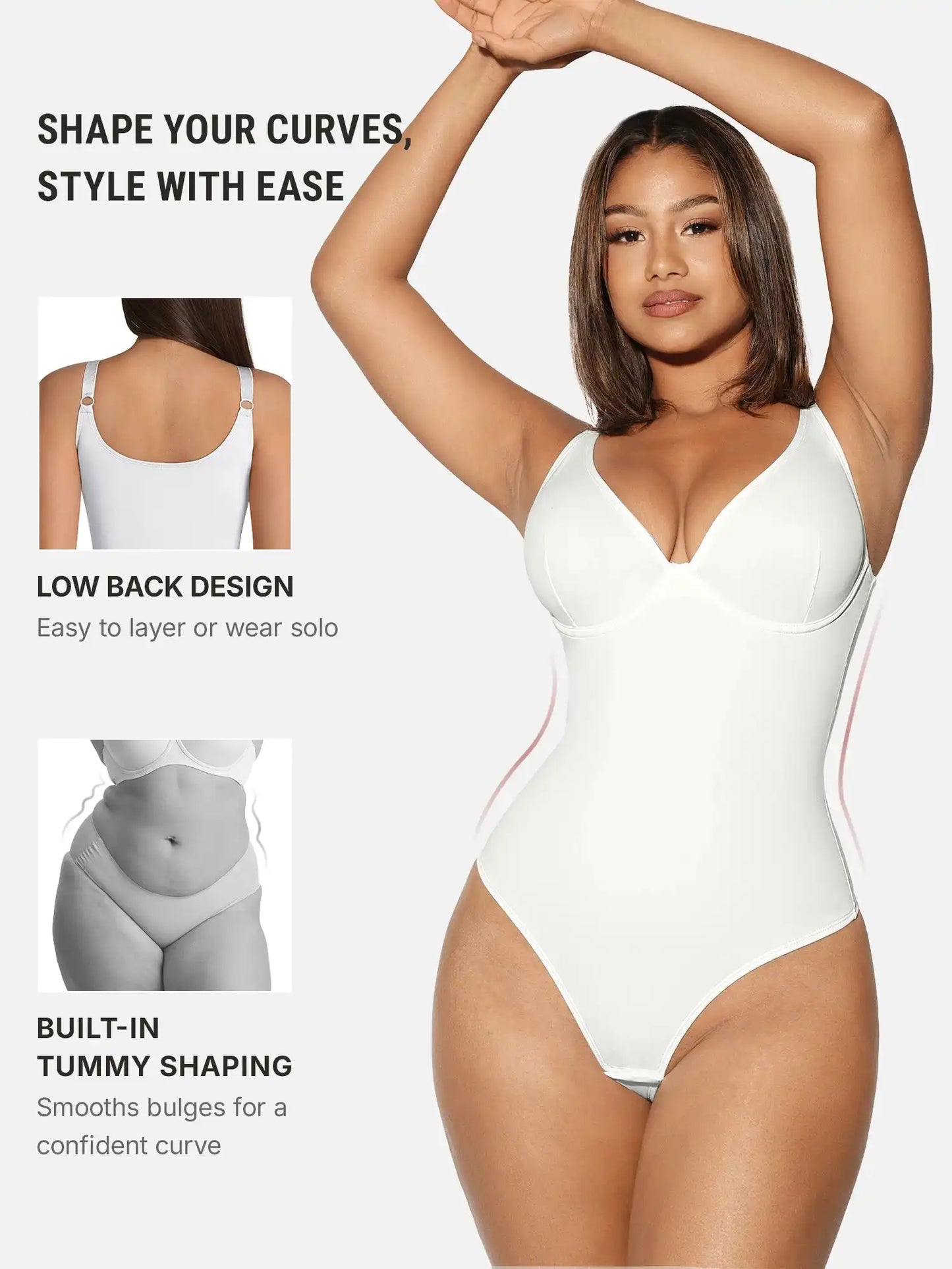 V-Neck Tummy Control Sculpt Bodysuit