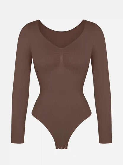 Seamless Long Sleeve Tummy Control Thong Bodysuit