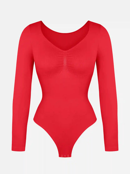 Seamless Long Sleeve Tummy Control Thong Bodysuit