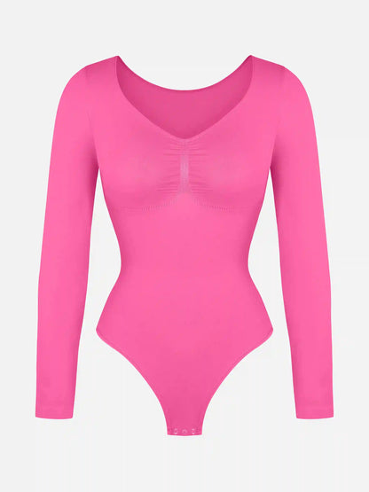 Seamless Long Sleeve Tummy Control Thong Bodysuit
