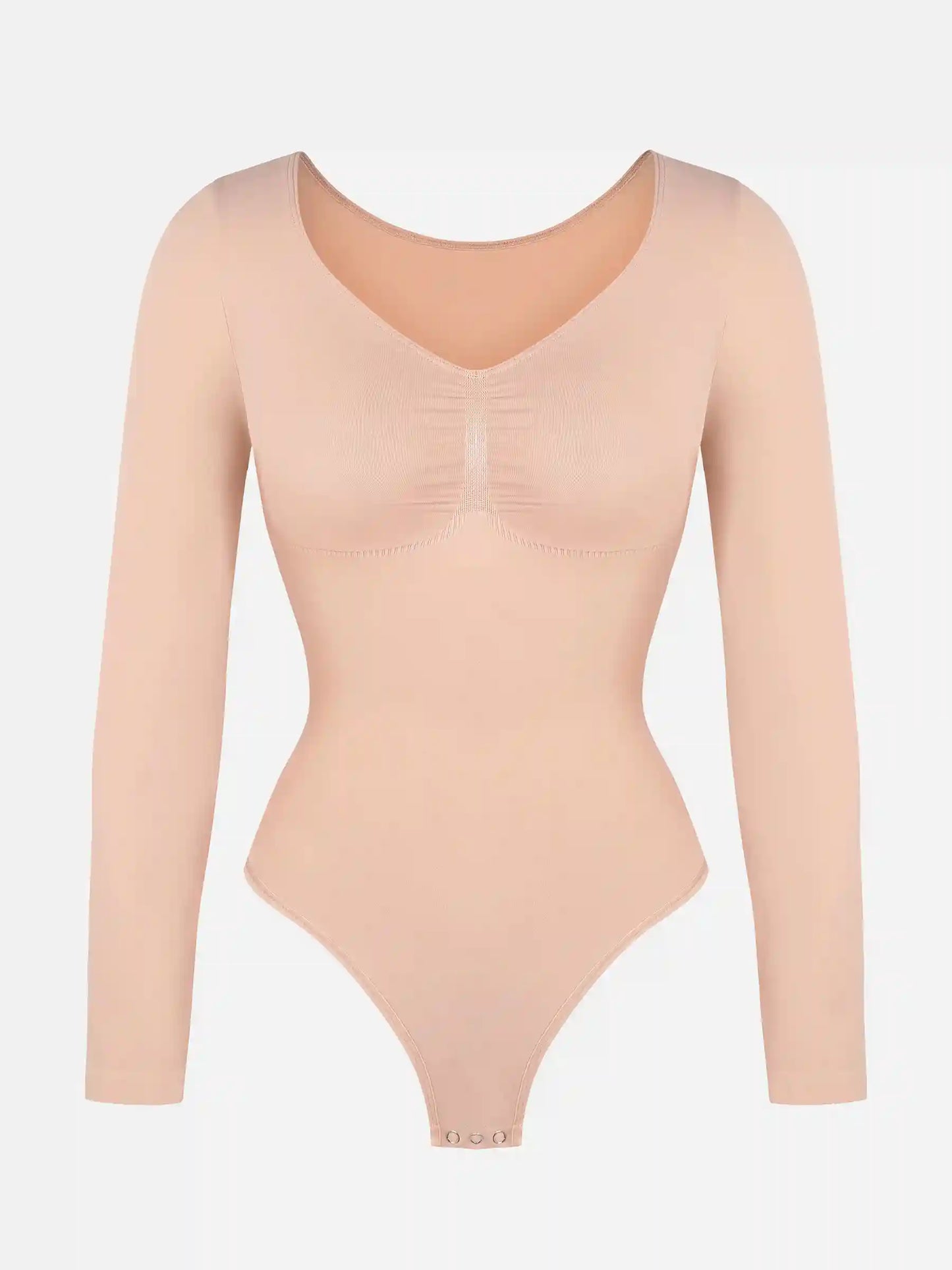 Seamless Long Sleeve Tummy Control Thong Bodysuit