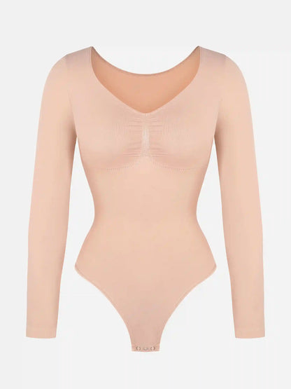 Seamless Long Sleeve Tummy Control Thong Bodysuit