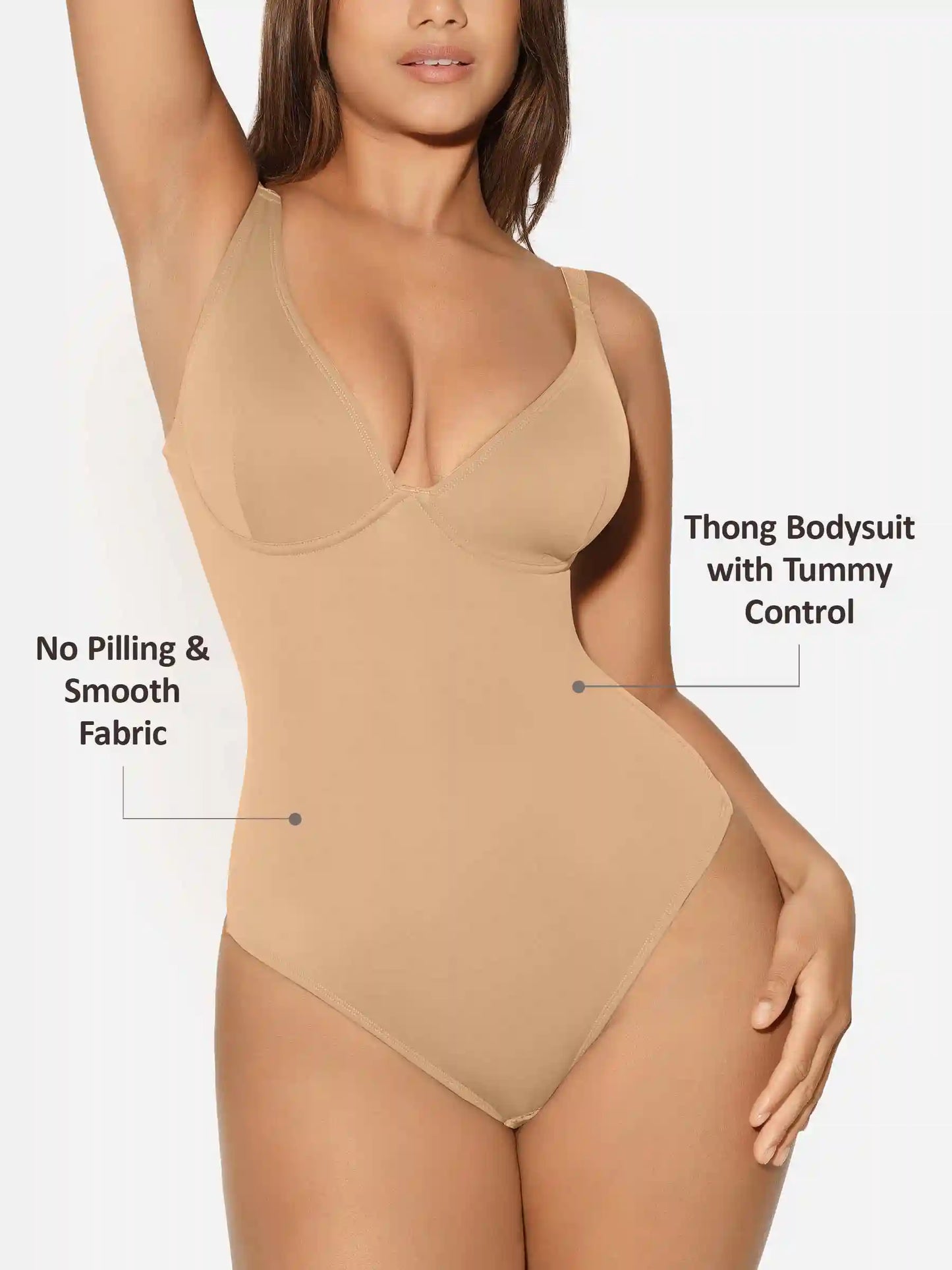 V-Neck Tummy Control Sculpt Bodysuit