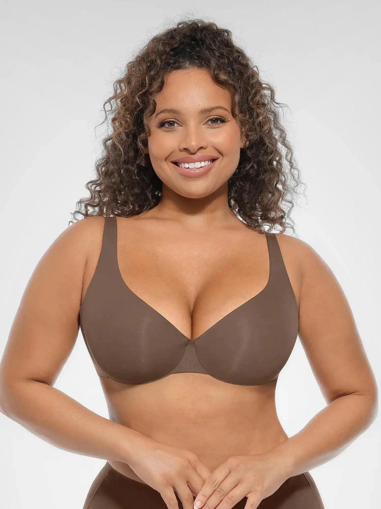 Adjustable-Strap Underwire Deep V-neck Bra