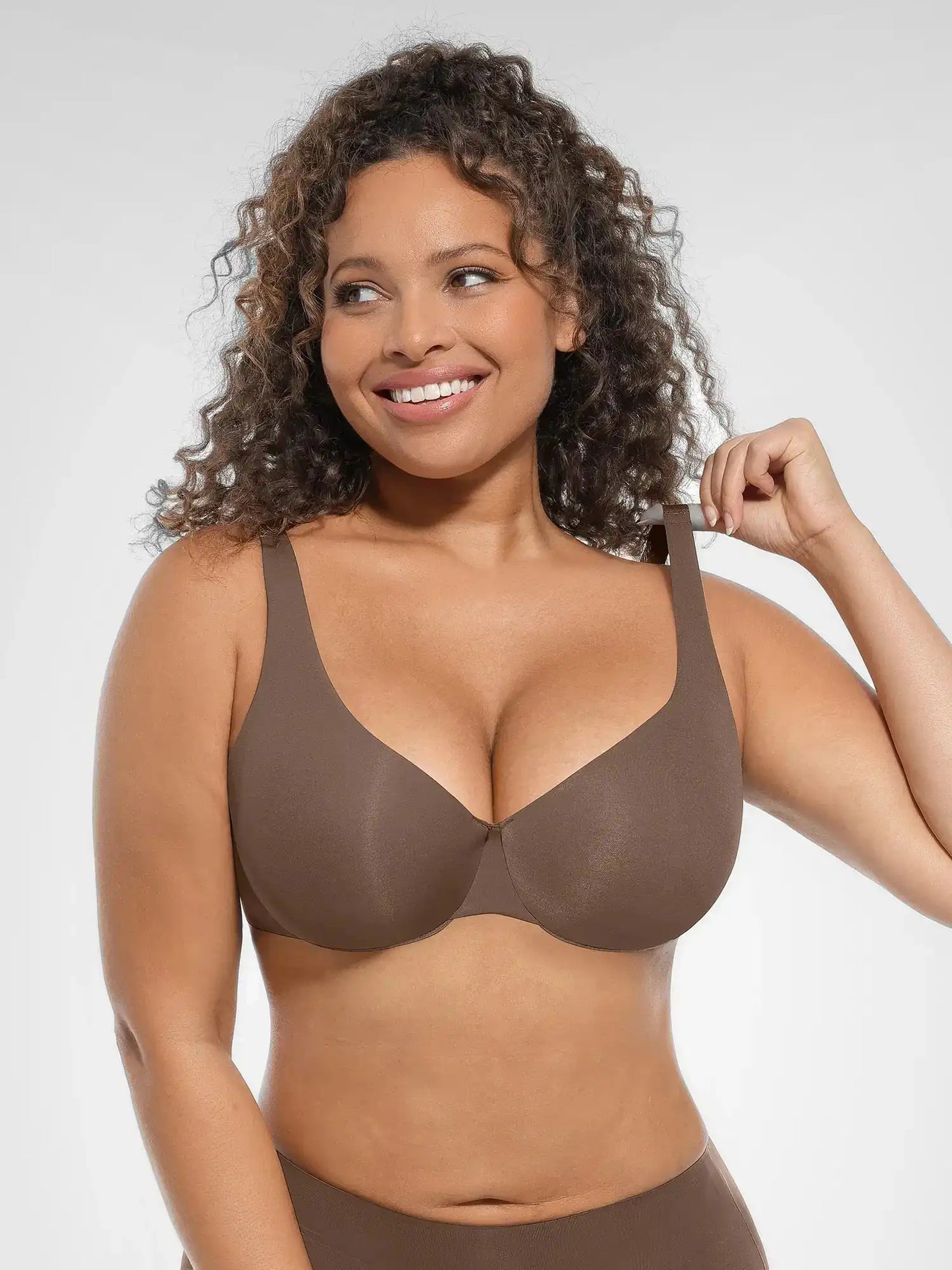 Adjustable-Strap Underwire Deep V-neck Bra