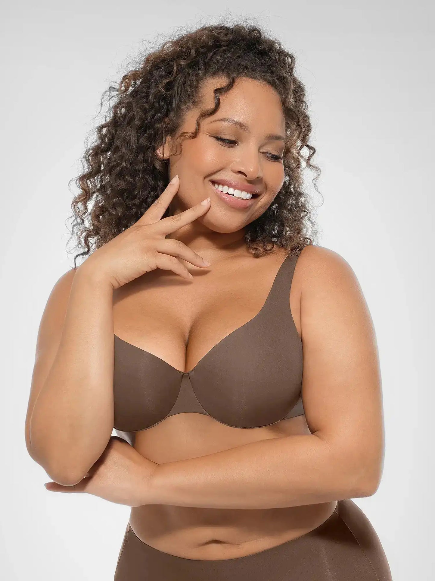 Adjustable-Strap Underwire Deep V-neck Bra