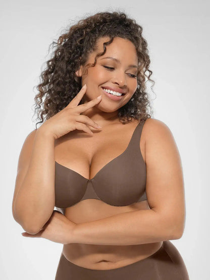 Adjustable-Strap Underwire Deep V-neck Bra