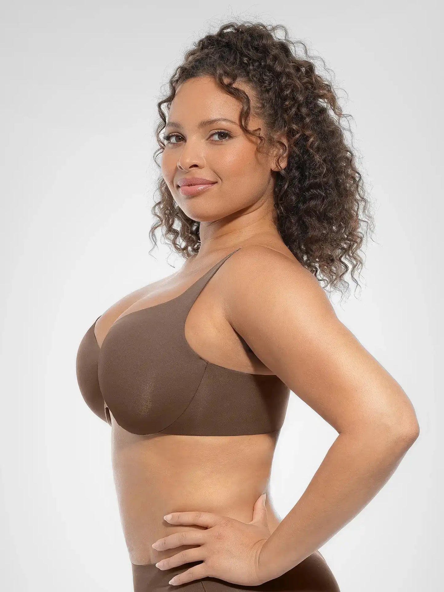 Adjustable-Strap Underwire Deep V-neck Bra