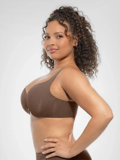 Adjustable-Strap Underwire Deep V-neck Bra