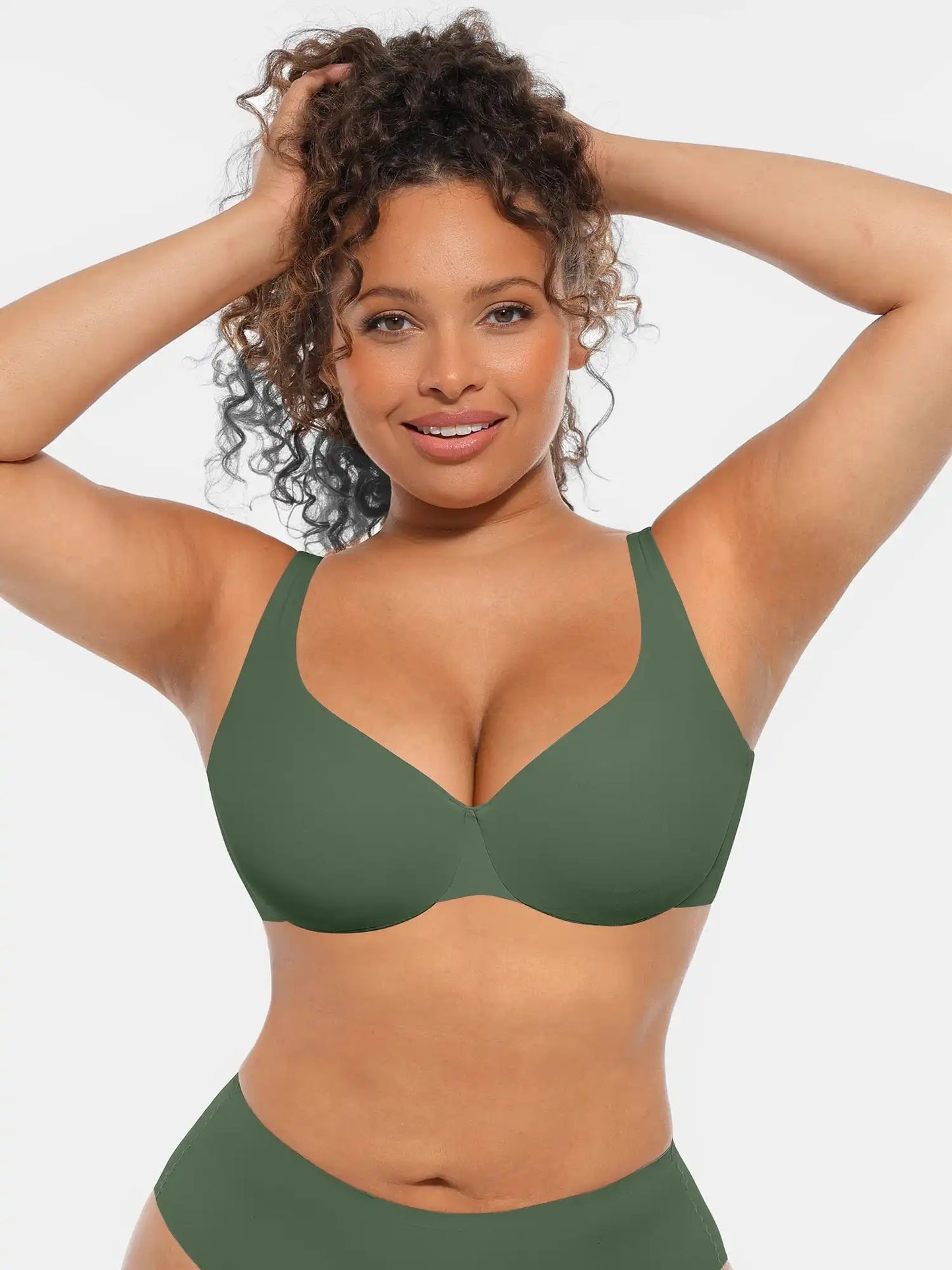 Adjustable-Strap Underwire Deep V-neck Bra