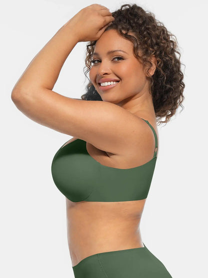 Adjustable-Strap Underwire Deep V-neck Bra