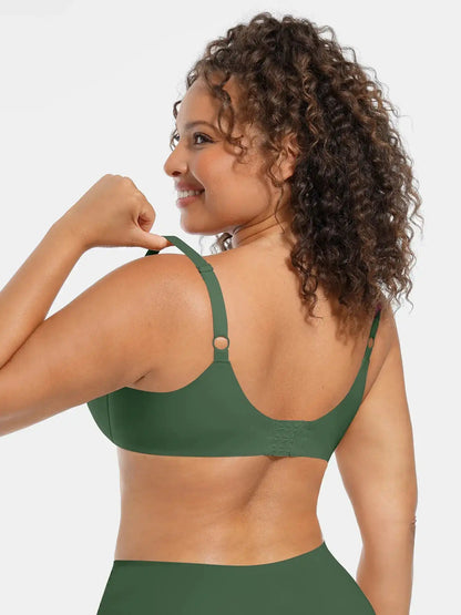 Adjustable-Strap Underwire Deep V-neck Bra