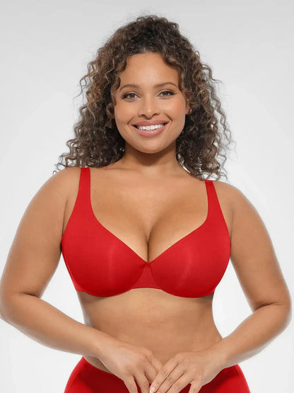 Adjustable-Strap Underwire Deep V-neck Bra