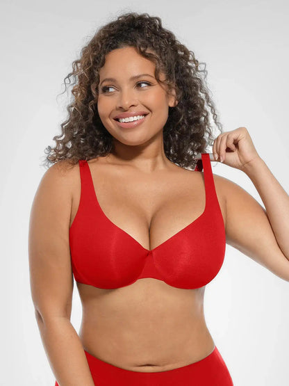 Adjustable-Strap Underwire Deep V-neck Bra
