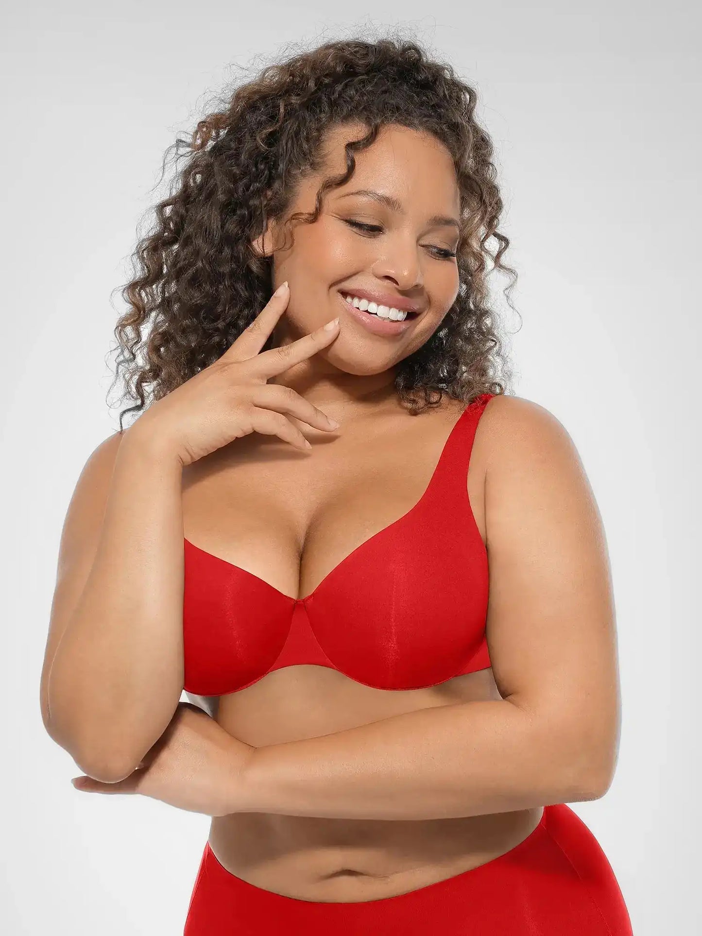 Adjustable-Strap Underwire Deep V-neck Bra