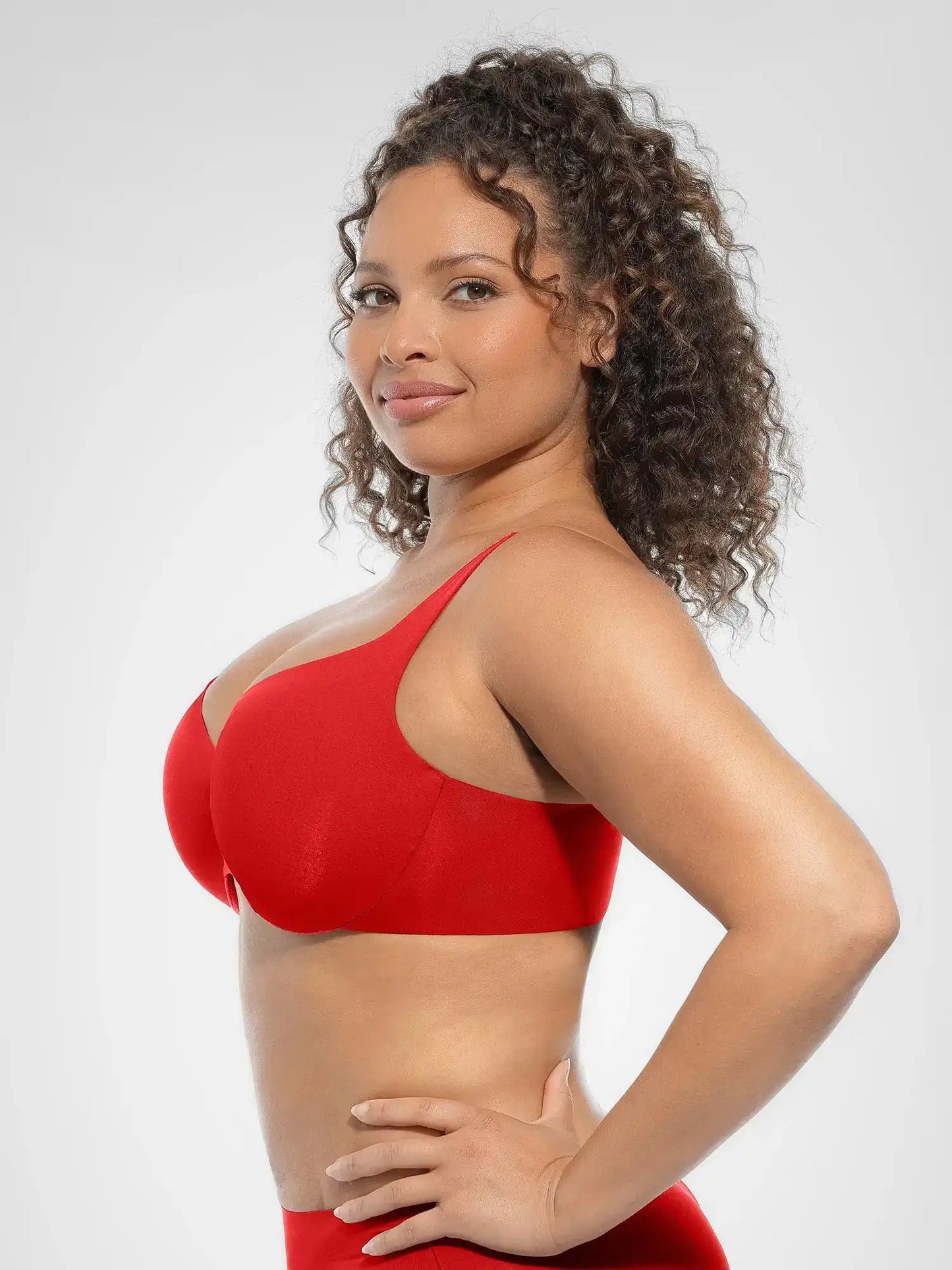 Adjustable-Strap Underwire Deep V-neck Bra