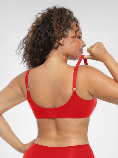 Adjustable-Strap Underwire Deep V-neck Bra