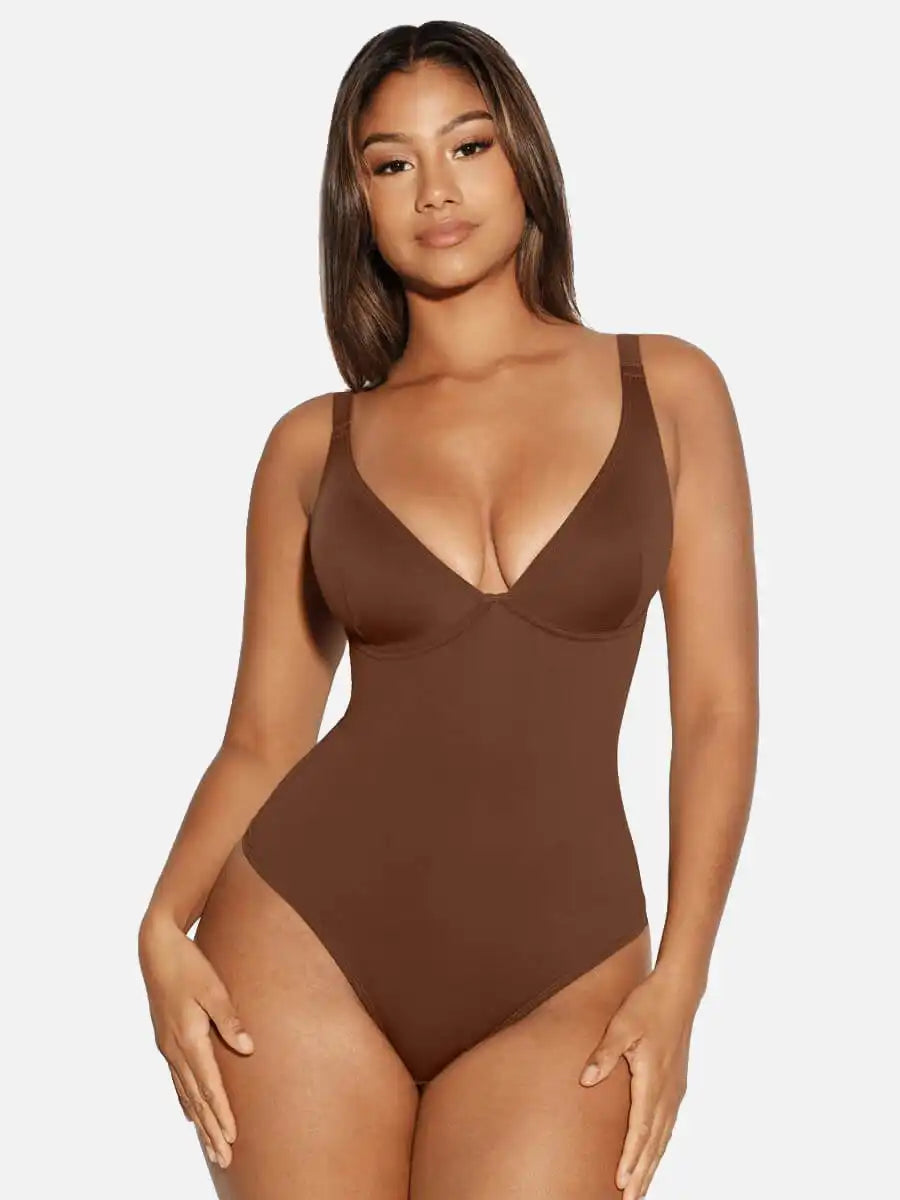 V-Neck Tummy Control Sculpt Bodysuit