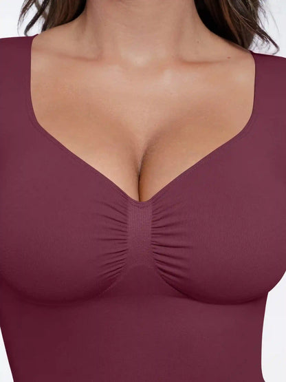 Seamless Long Sleeve Tummy Control Thong Bodysuit