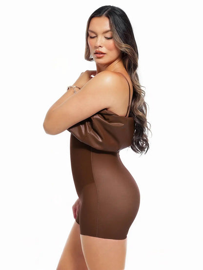Popilush Dual-Wear Sculpting Faux Leather Dress