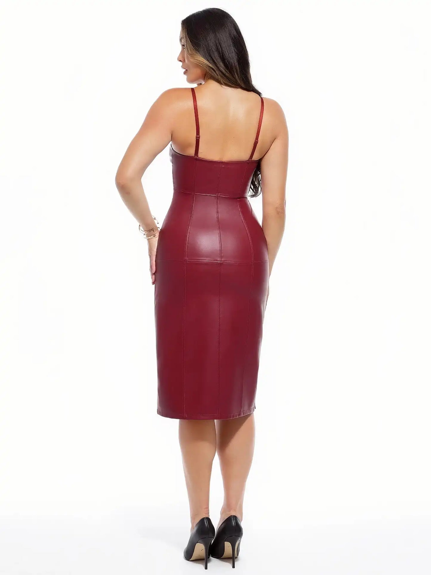 Popilush Dual-Wear Sculpting Faux Leather Dress