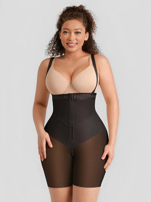 Wide V-neck Belt High-Waist Shaping Shorts
