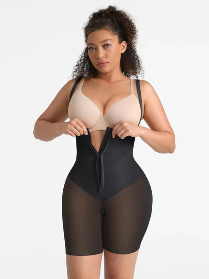 Wide V-neck Belt High-Waist Shaping Shorts
