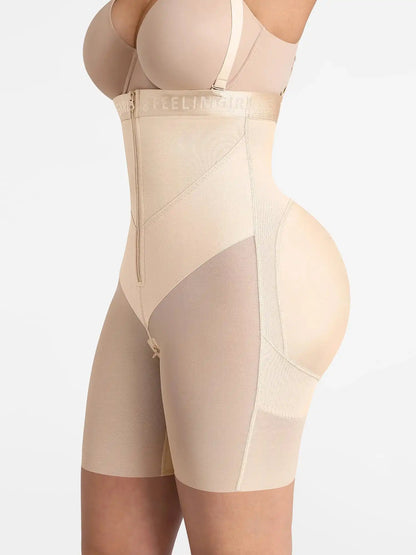Wide V-neck Belt High-Waist Shaping Shorts