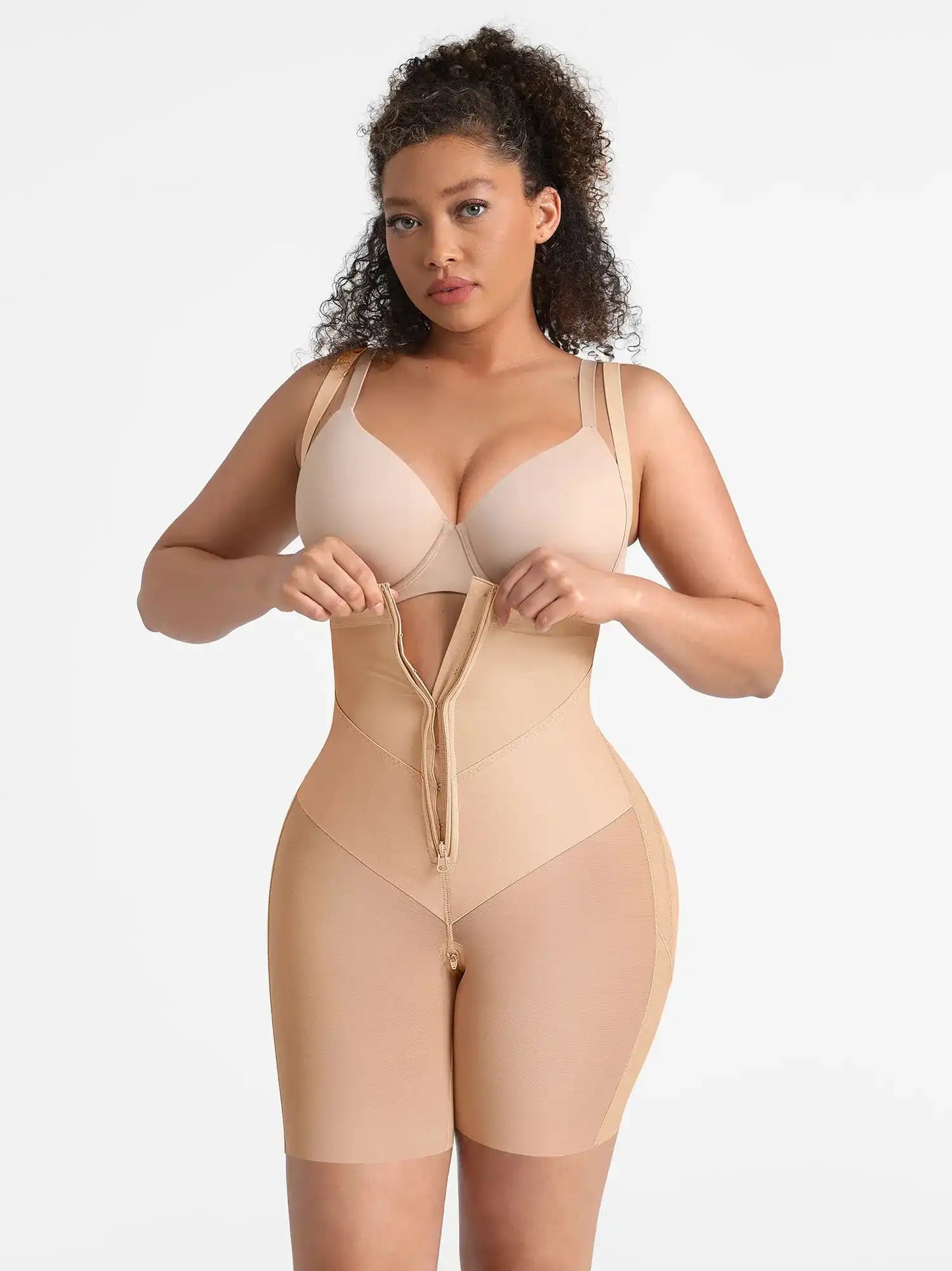 Wide V-neck Belt High-Waist Shaping Shorts