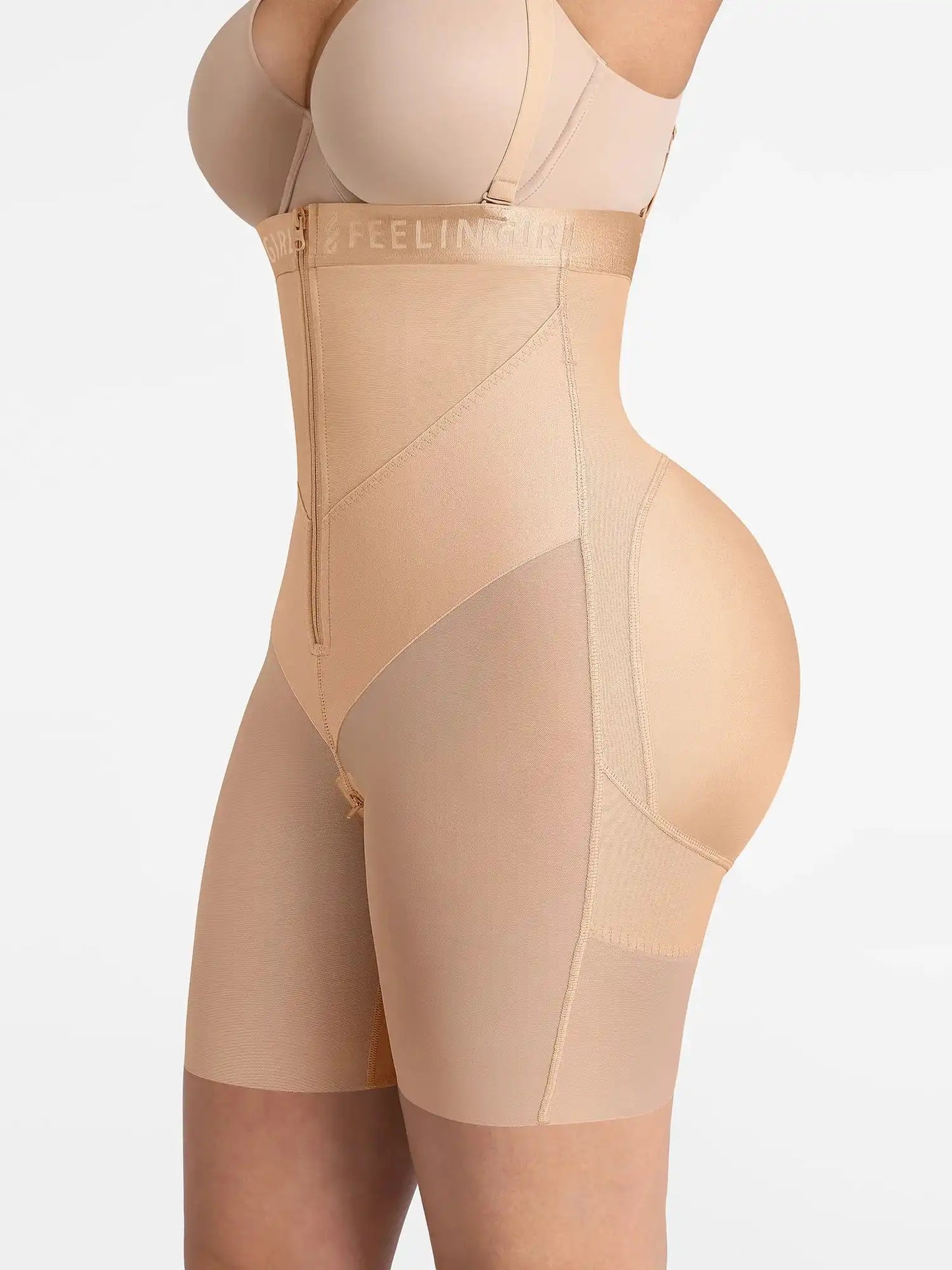Wide V-neck Belt High-Waist Shaping Shorts