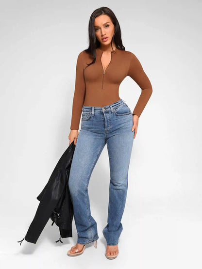 Long Sleeve Zipper Seamless Bodysuit